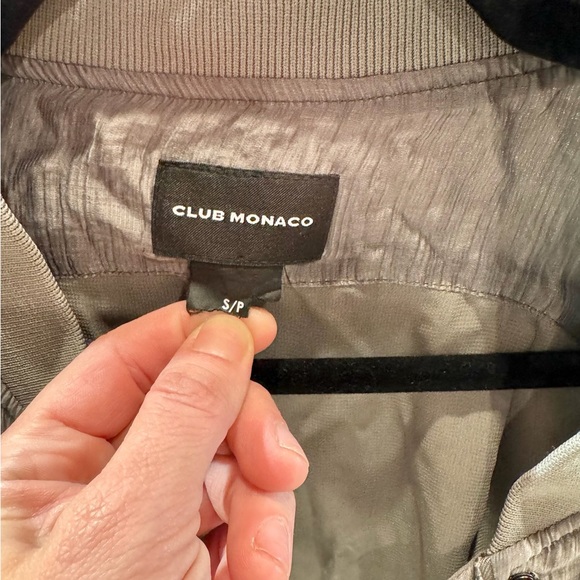 Club Monaco Grey Crewneck Bomber Jacket, Size Small - Picture 5 of 5